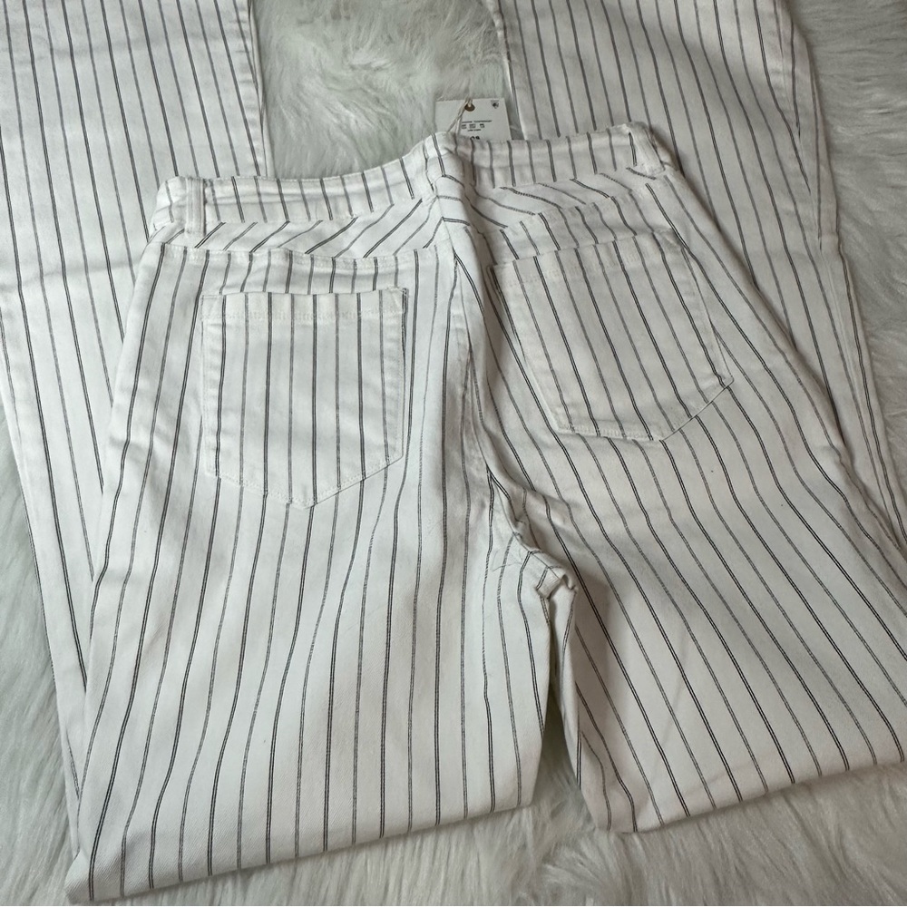 Chelsea & Violet Striped High Rise Denim Flare Jeans - Picture 9 of 10